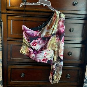 Express One Shoulder Puff Sleeve Blouse - size M